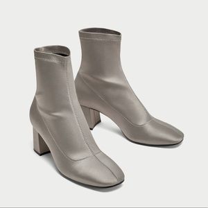 Zara Silver Ankle Sock boots Size 8